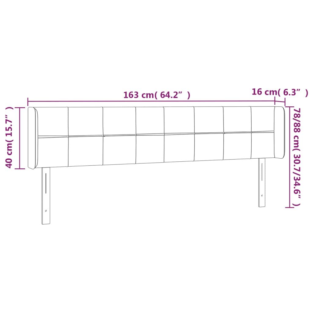 Testiera a LED Nera 163x16x78/88 cm in Velluto - homemem39