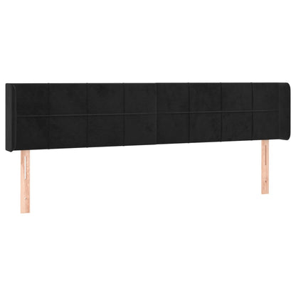 Testiera a LED Nera 183x16x78/88 cm in Velluto | homemem39