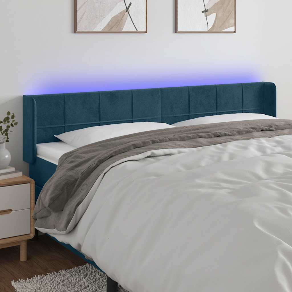 Testiera a LED Blu Scuro 183x16x78/88 cm in Velluto | homemem39