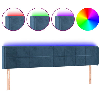Testiera a LED Blu Scuro 203x16x78/88 cm in Velluto - homemem39