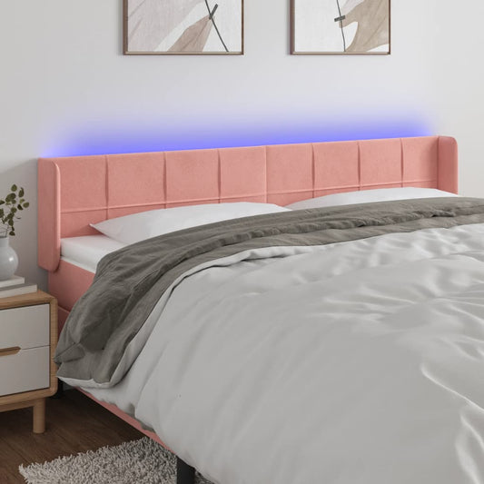 Testiera a LED Rosa 203x16x78/88 cm in Velluto - homemem39
