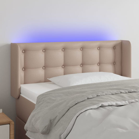 Testiera Cappuccino a LED 83x16x78/88 cm in Similpelle - homemem39