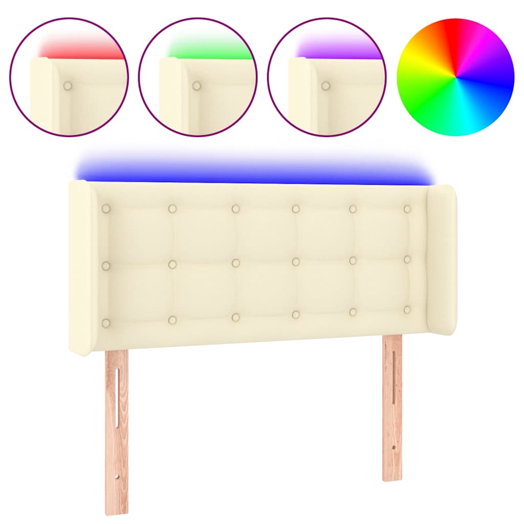 Testiera a LED Crema 93x16x78/88 cm in Similpelle
