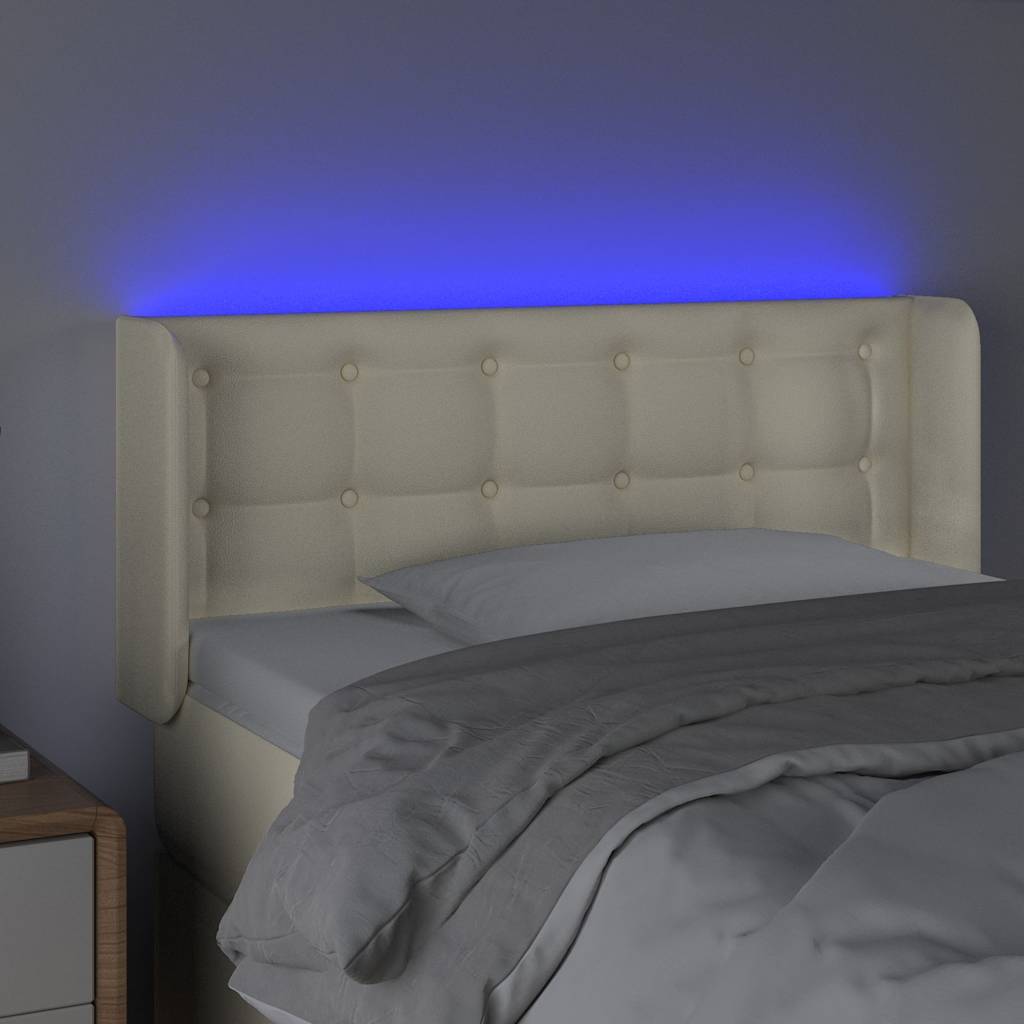 Testiera a LED Crema 93x16x78/88 cm in Similpelle