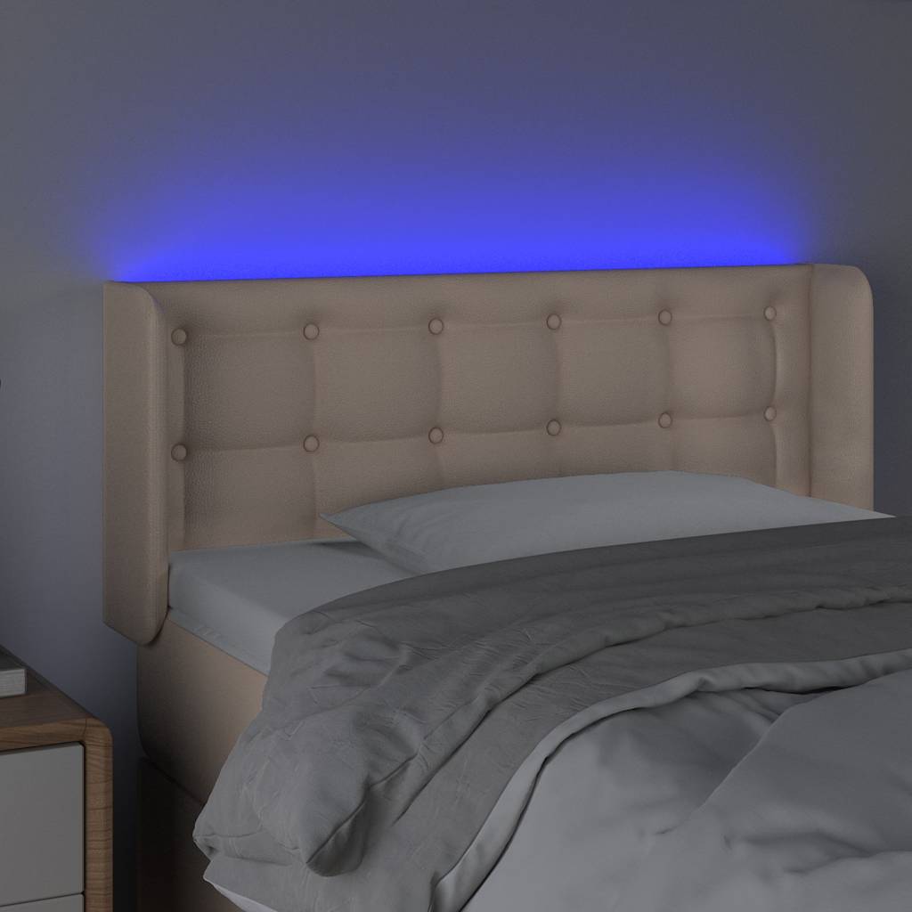 Testiera Cappuccino a LED 93x16x78/88 cm in Similpelle