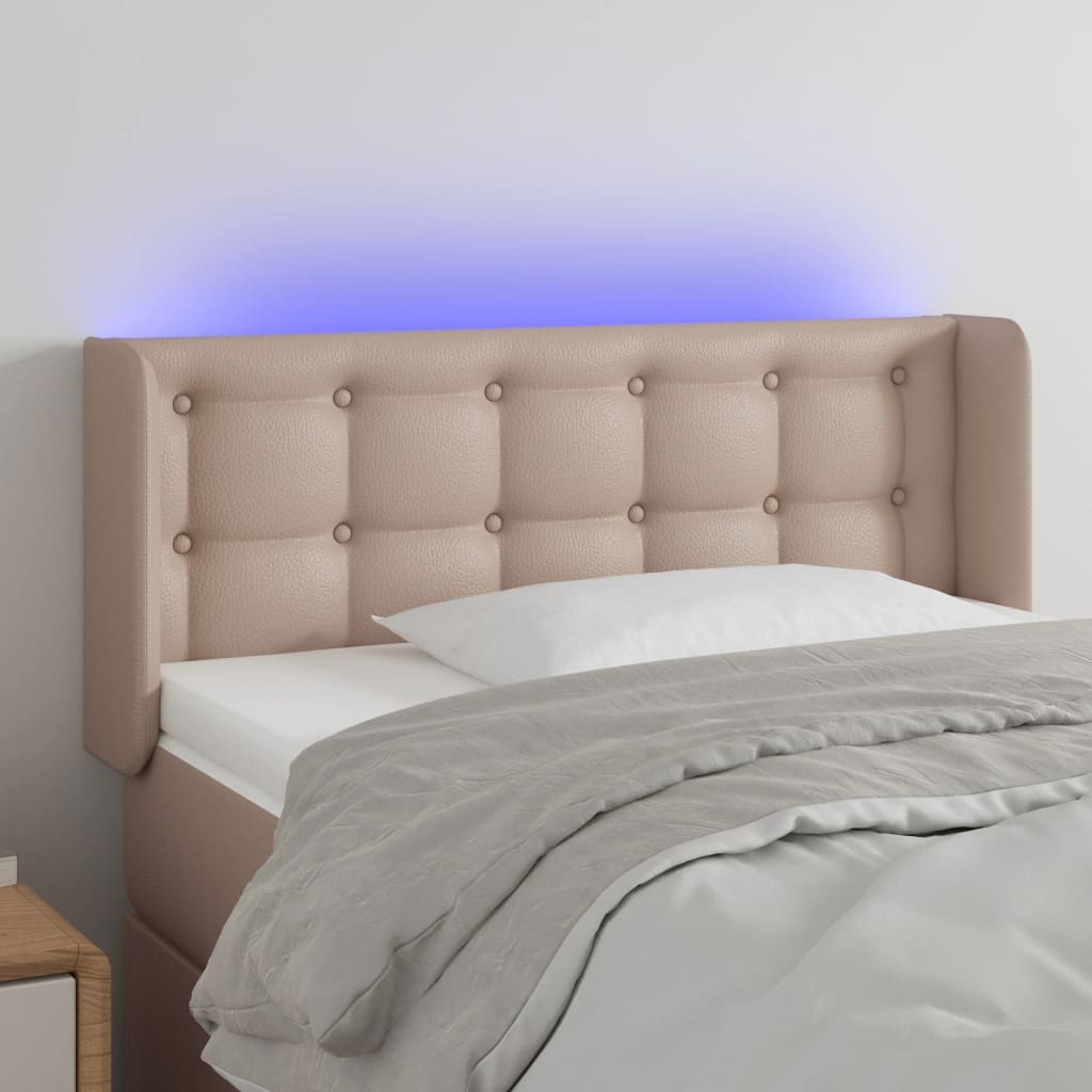 Testiera Cappuccino a LED 103x16x78/88 cm in Similpelle - homemem39