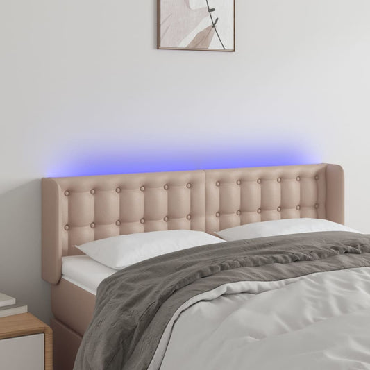 Testiera Cappuccino a LED 147x16x78/88 cm in Similpelle - homemem39
