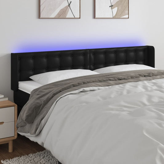 Testiera a LED Nera 163x16x78/88 cm in Similpelle - homemem39