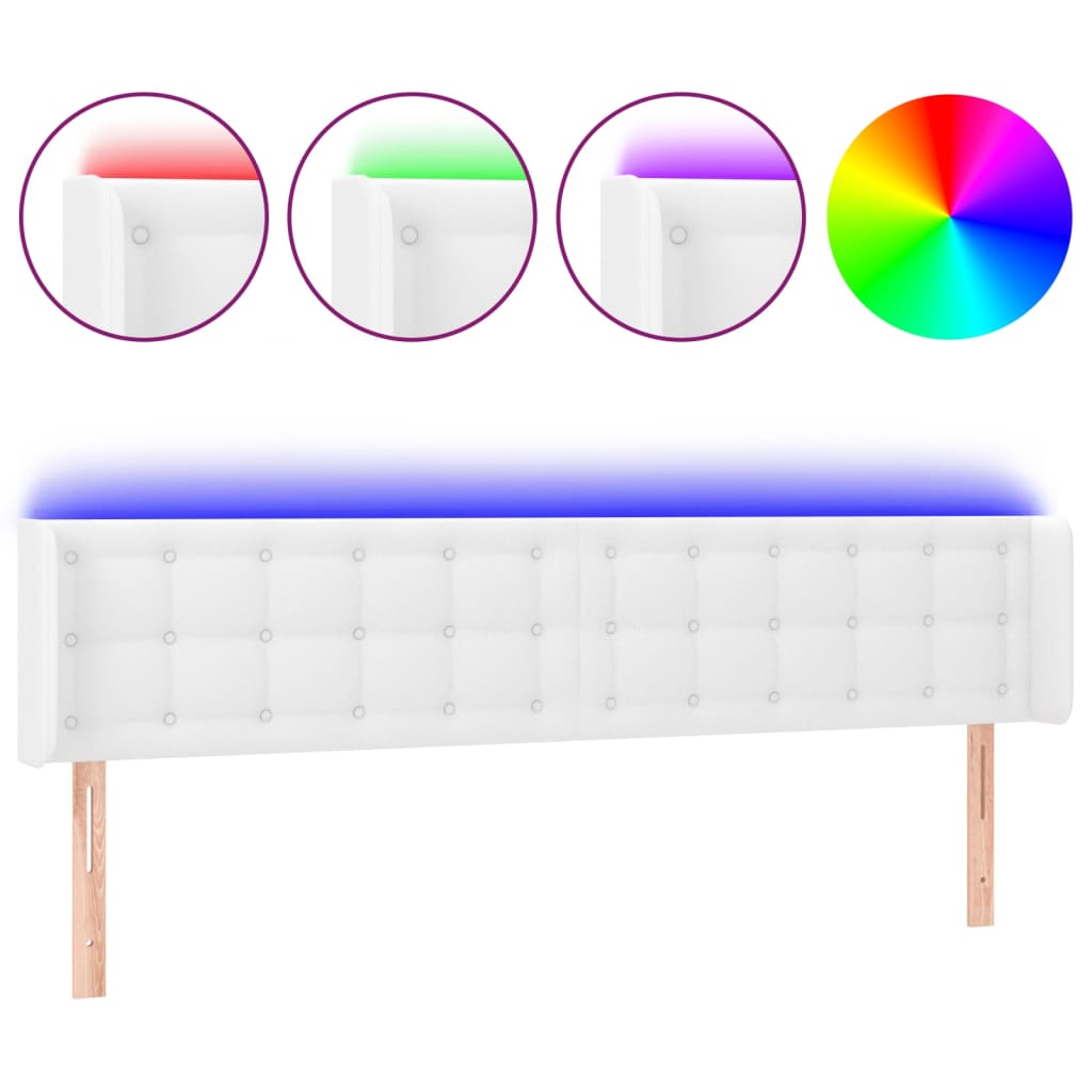 Testiera a LED Bianca 163x16x78/88 cm in Similpelle | homemem39