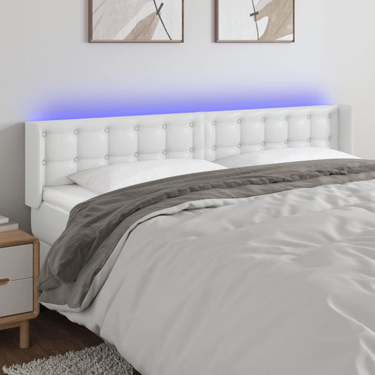 Testiera a LED Bianca 163x16x78/88 cm in Similpelle | homemem39