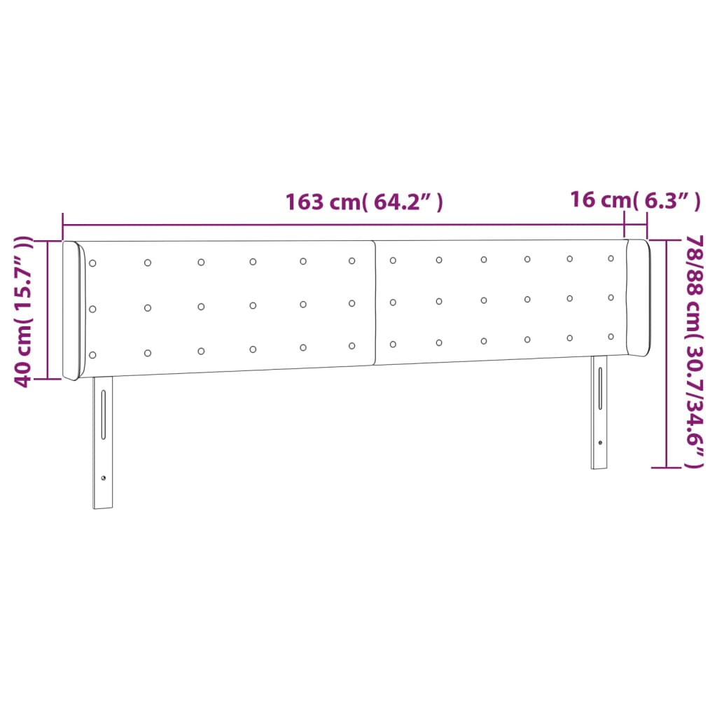 Testiera a LED Grigio 163x16x78/88 cm in Similpelle - homemem39