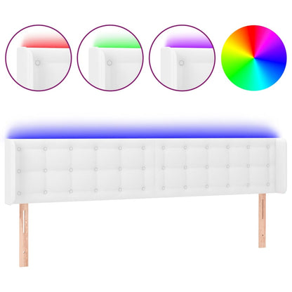 Testiera a LED Bianca 183x16x78/88 cm in Similpelle - homemem39