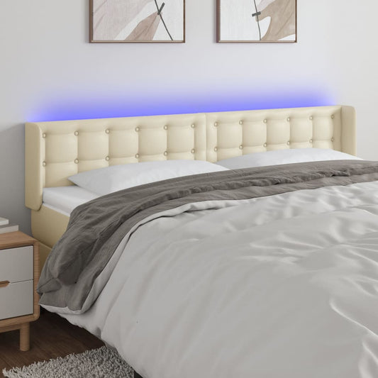 Testiera a LED Crema 183x16x78/88 cm in Similpelle - homemem39