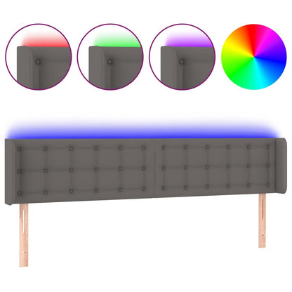 Testiera a LED Grigia 183x16x78/88 cm in Similpelle - homemem39