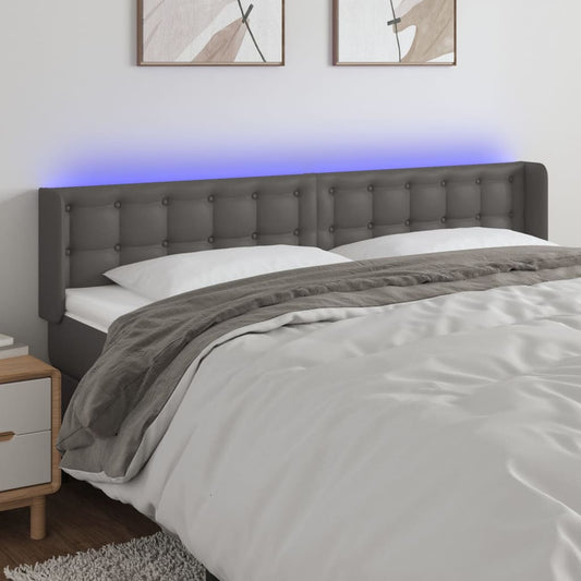 Testiera a LED Grigia 183x16x78/88 cm in Similpelle | homemem39