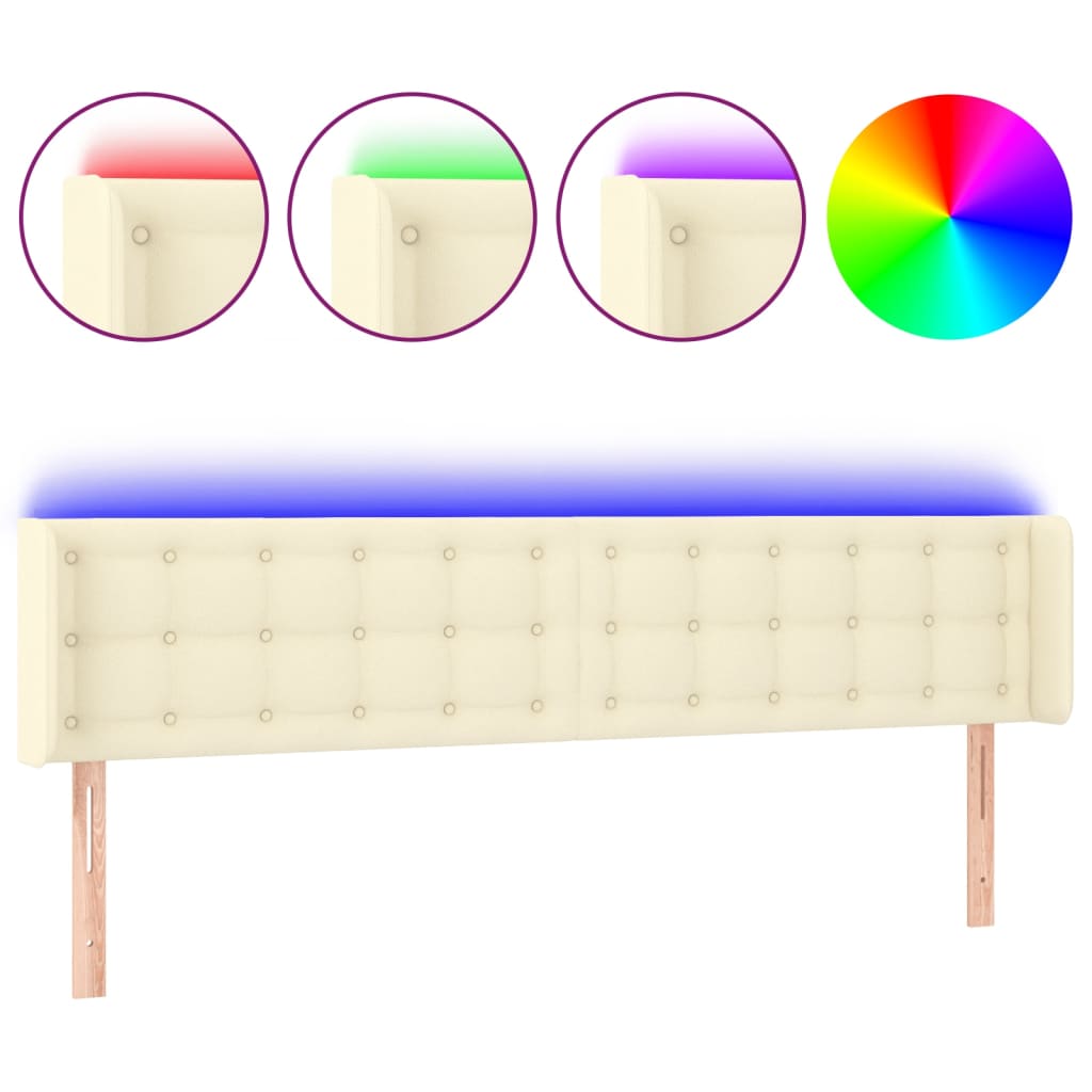 Testiera a LED Crema 203x16x78/88 cm in Similpelle | homemem39