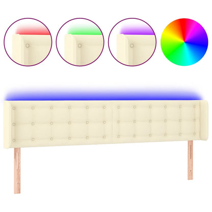 Testiera a LED Crema 203x16x78/88 cm in Similpelle | homemem39