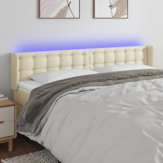 Testiera a LED Crema 203x16x78/88 cm in Similpelle | homemem39