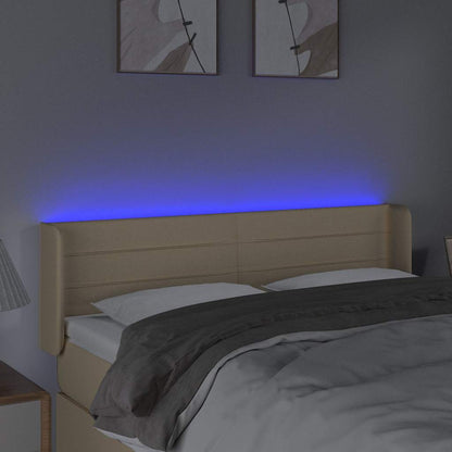 Testiera a LED Crema 147x16x78/88 cm in Tessuto