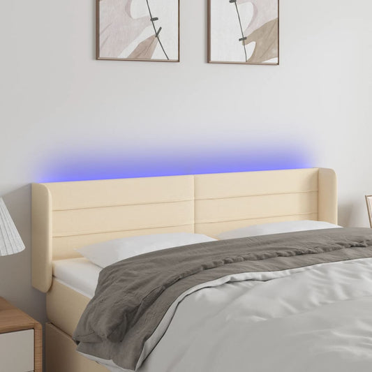Testiera a LED Crema 147x16x78/88 cm in Tessuto - homemem39