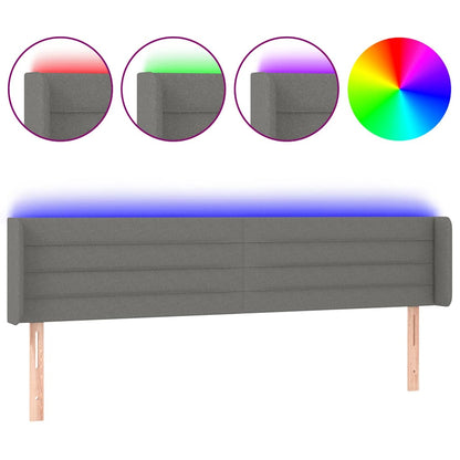 Testiera a LED Grigio Scuro 163x16x78/88 cm in Tessuto