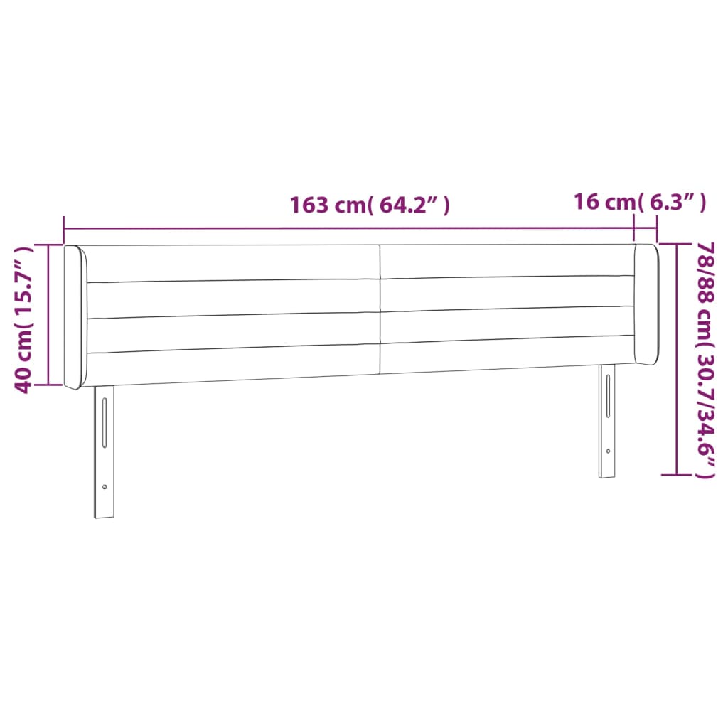 Testiera a LED Marrone Scuro 163x16x78/88 cm in Tessuto - homemem39