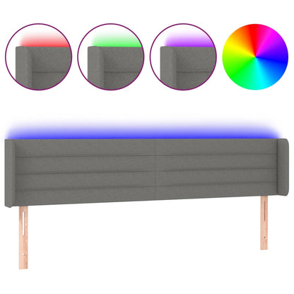 Testiera a LED Grigio Scuro 183x16x78/88 cm in Tessuto - homemem39