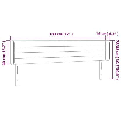 Testiera a LED Nera 183x16x78/88 cm in Tessuto