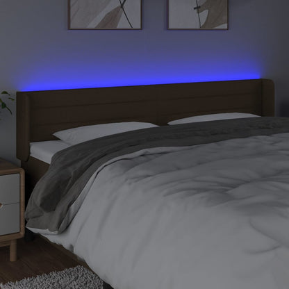 Testiera a LED Marrone Scuro 203x16x78/88 cm in Tessuto - homemem39