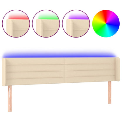 Testiera a LED Crema 203x16x78/88 cm in Tessuto - homemem39