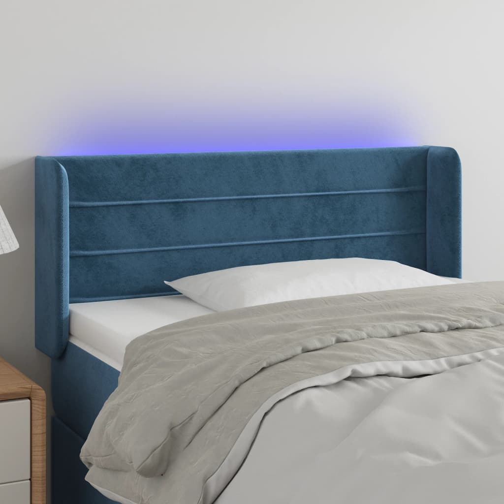 Testiera a LED Blu Scuro 83x16x78/88 cm in Velluto - homemem39
