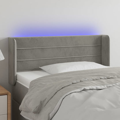 Testiera Grigio Chiaro a LED 93x16x78/88 cm in Velluto - homemem39