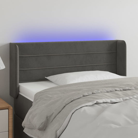 Testiera a LED Grigio Scuro 93x16x78/88 cm in Velluto - homemem39