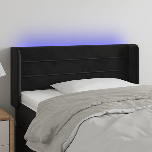 Testiera a LED Nera 93x16x78/88 cm in Velluto - homemem39