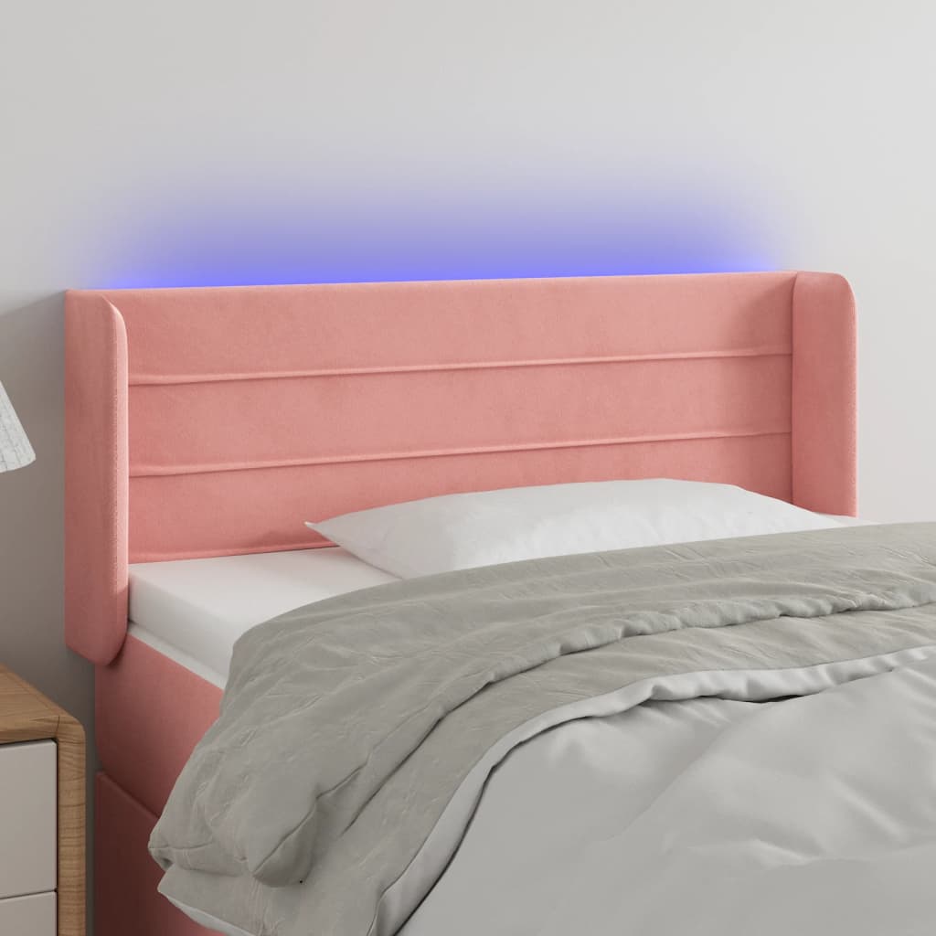 Testiera a LED Rosa 93x16x78/88 cm in Velluto - homemem39