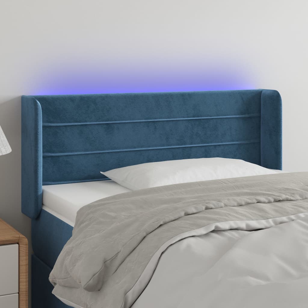 Testiera a LED Blu Scuro 103x16x78/88 cm in Velluto - homemem39