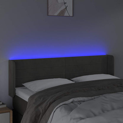 Testiera a LED Grigio Scuro 147x16x78/88 cm in Velluto