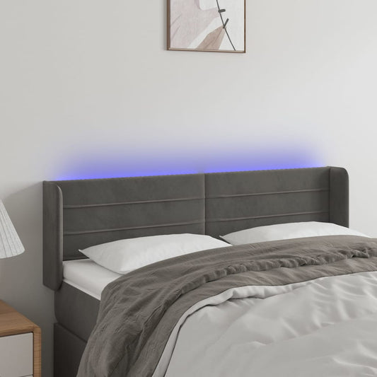 Testiera a LED Grigio Scuro 147x16x78/88 cm in Velluto - homemem39