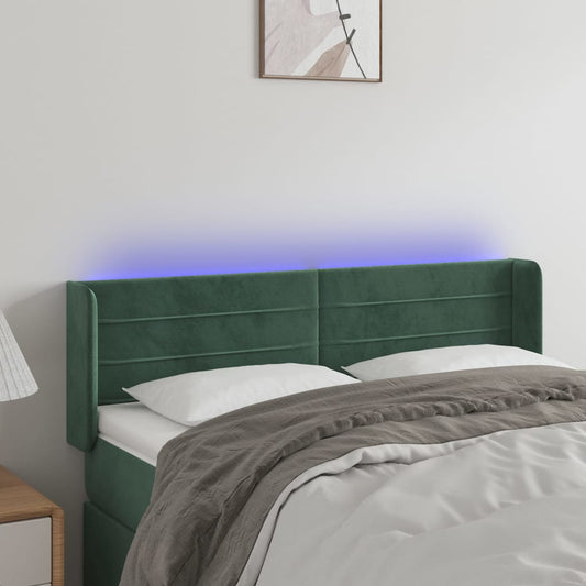 Testiera a LED Verde Scuro 147x16x78/88 cm in Velluto - homemem39
