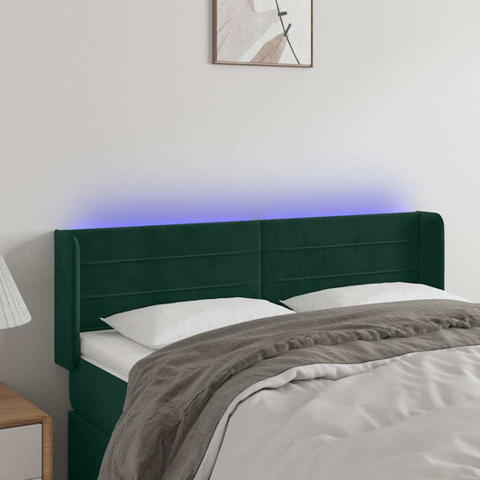 Testiera a LED Verde Scuro 147x16x78/88 cm in Velluto