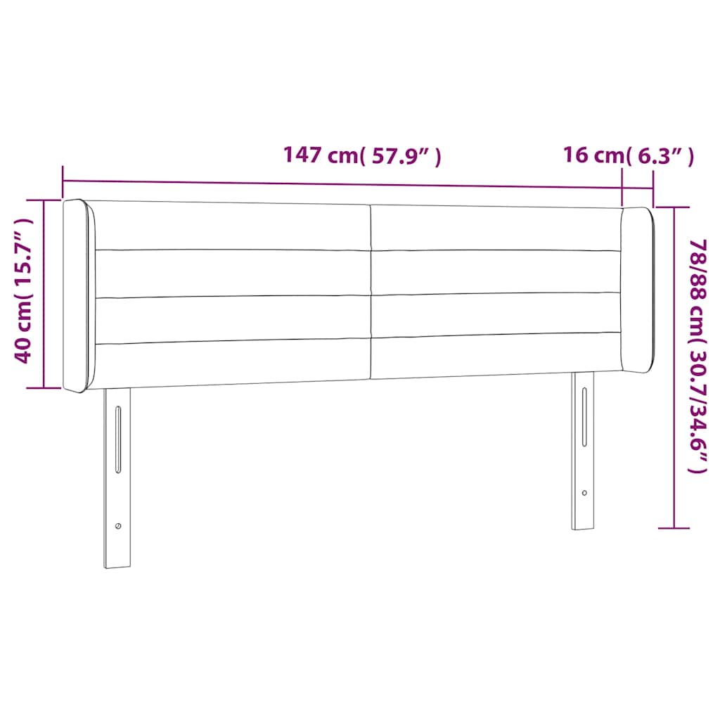 Testiera a LED Blu Scuro 147x16x78/88 cm in Velluto | homemem39