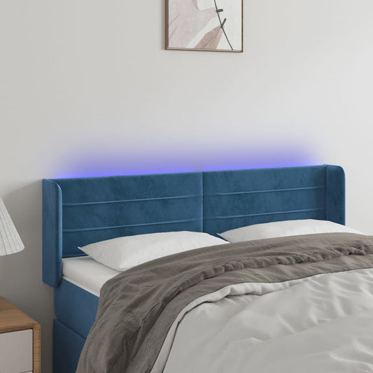 Testiera a LED Blu Scuro 147x16x78/88 cm in Velluto - homemem39