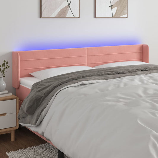 Testiera a LED Rosa 163x16x78/88 cm in Velluto - homemem39
