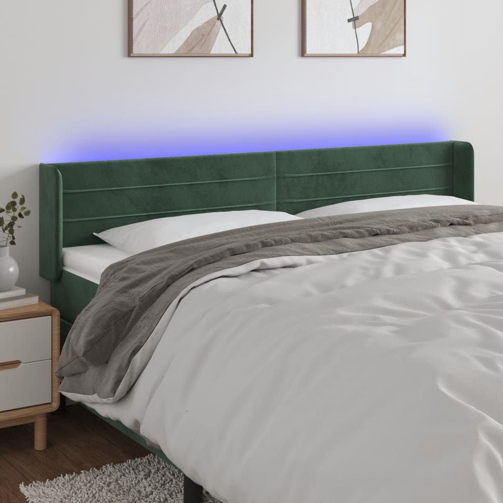 Testiera a LED Verde Scuro 203x16x78/88 cm in Velluto - homemem39