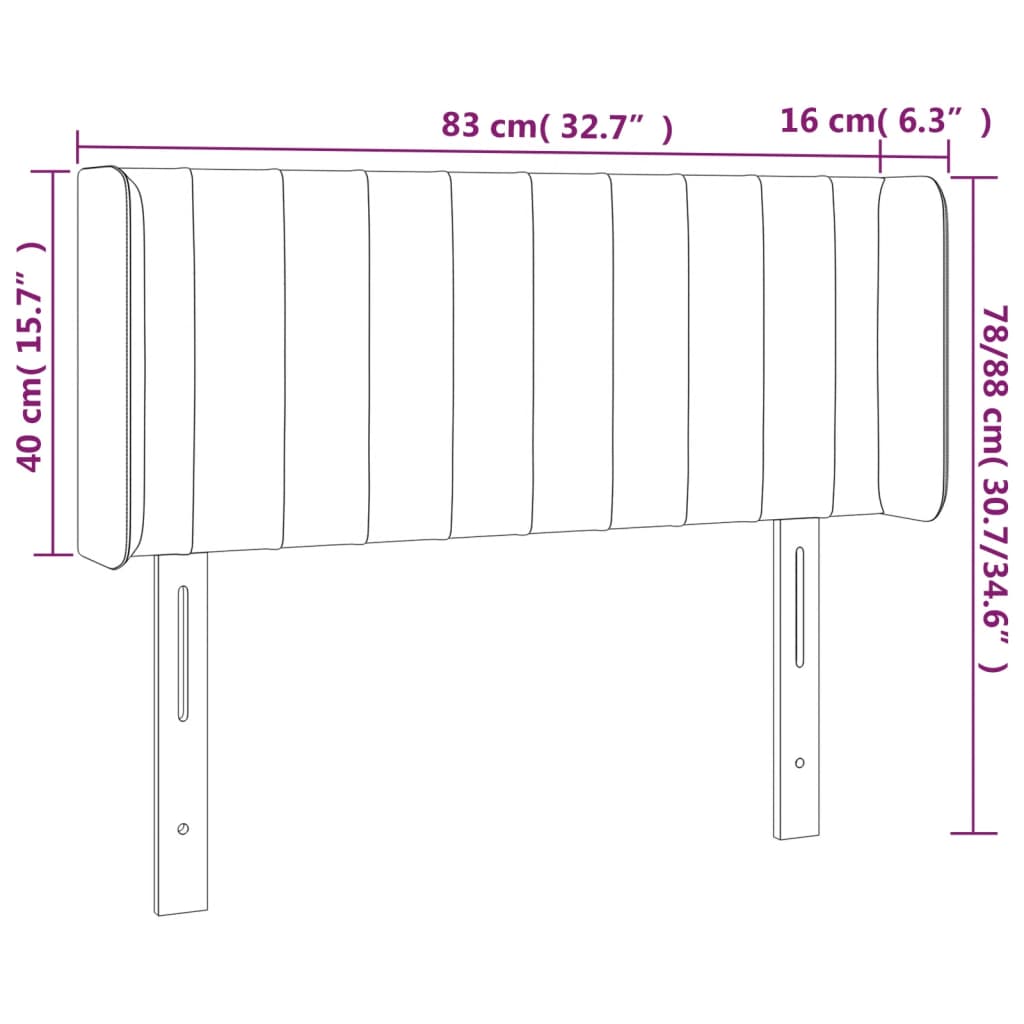 Testiera a LED Marrone Scuro 83x16x78/88 cm in Tessuto - homemem39