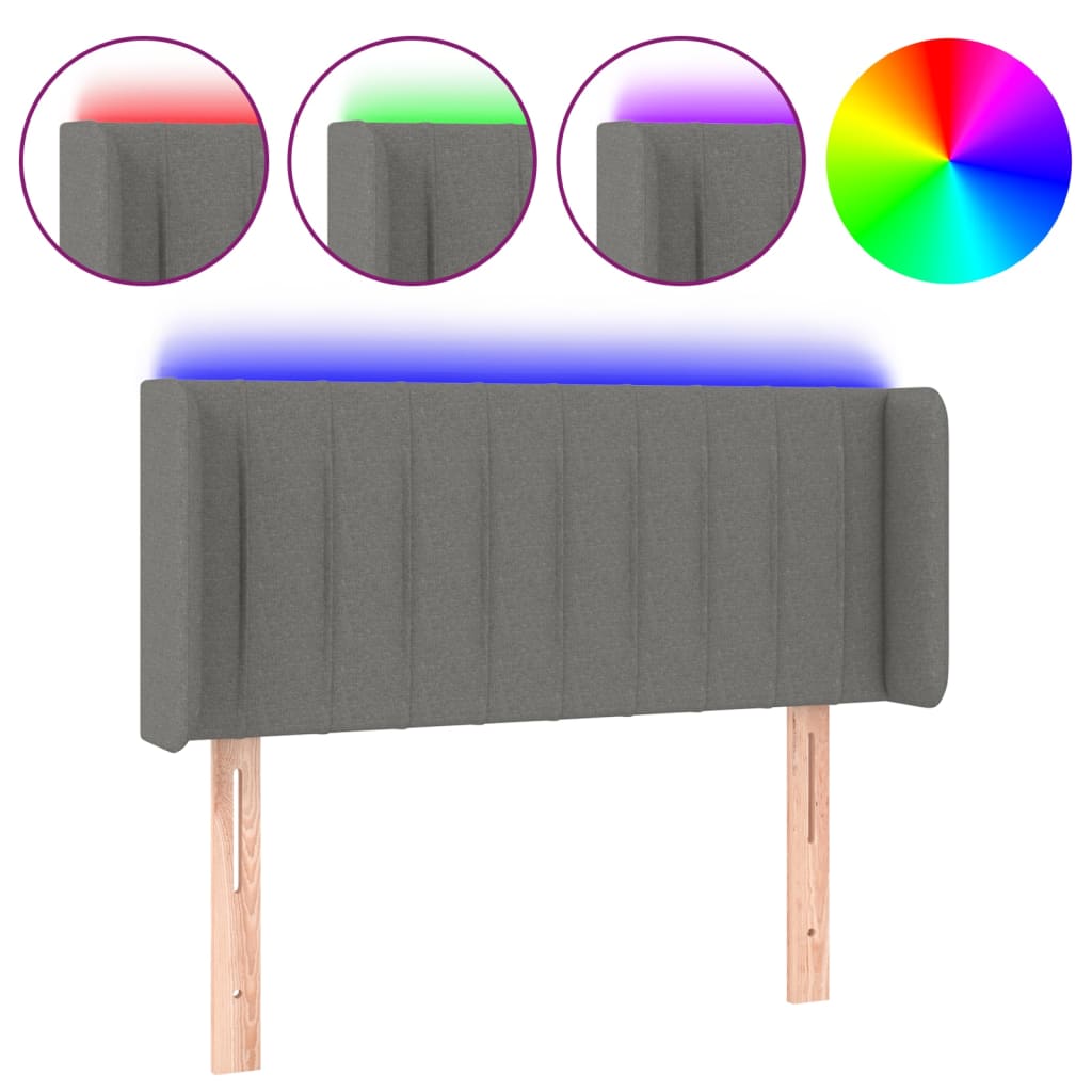 Testiera a LED Grigio Scuro 93x16x78/88 cm in Tessuto - homemem39