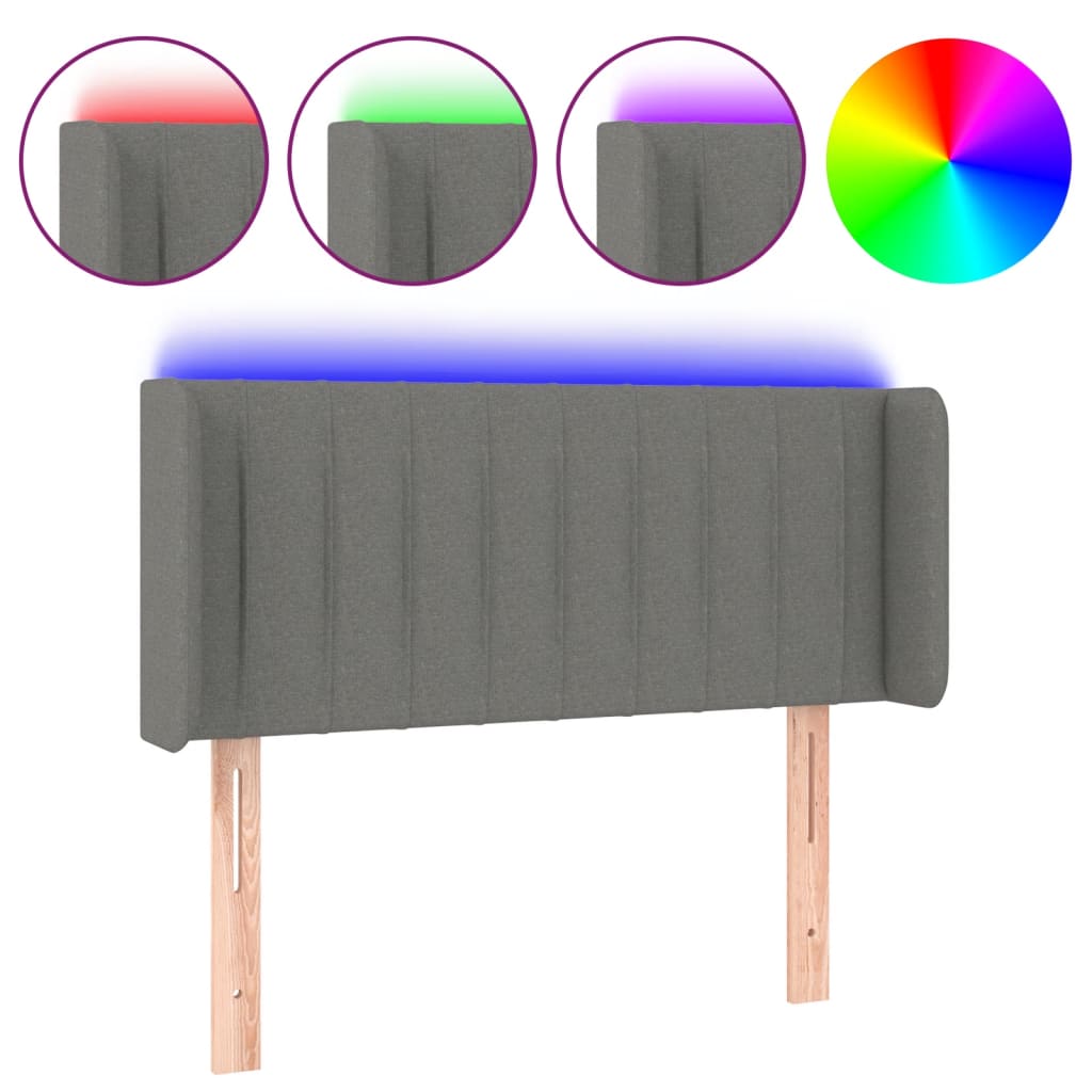 Testiera a LED Grigio Scuro 103x16x78/88 cm in Tessuto - homemem39