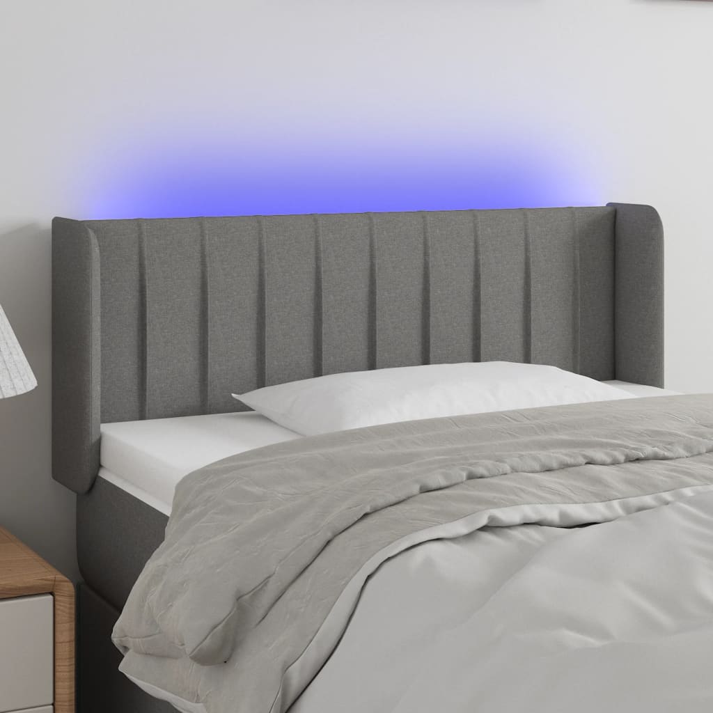 Testiera a LED Grigio Scuro 103x16x78/88 cm in Tessuto - homemem39