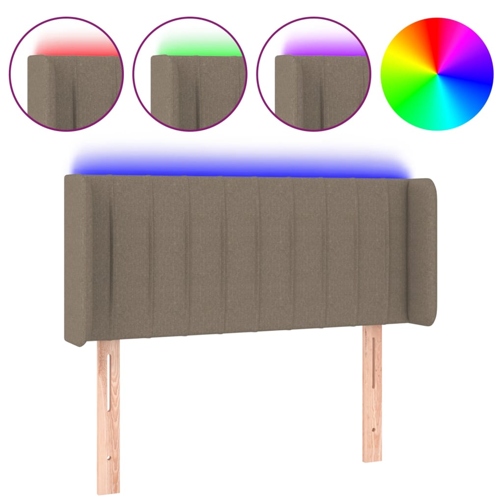 Testiera a LED Tortora 103x16x78/88 cm in Tessuto - homemem39