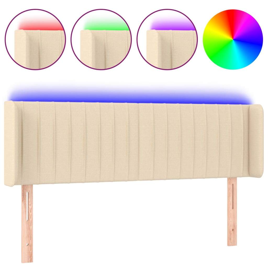 Testiera a LED Crema 147x16x78/88 cm in Tessuto - homemem39